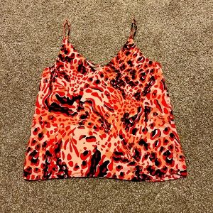 Red leopard print dressy tank top